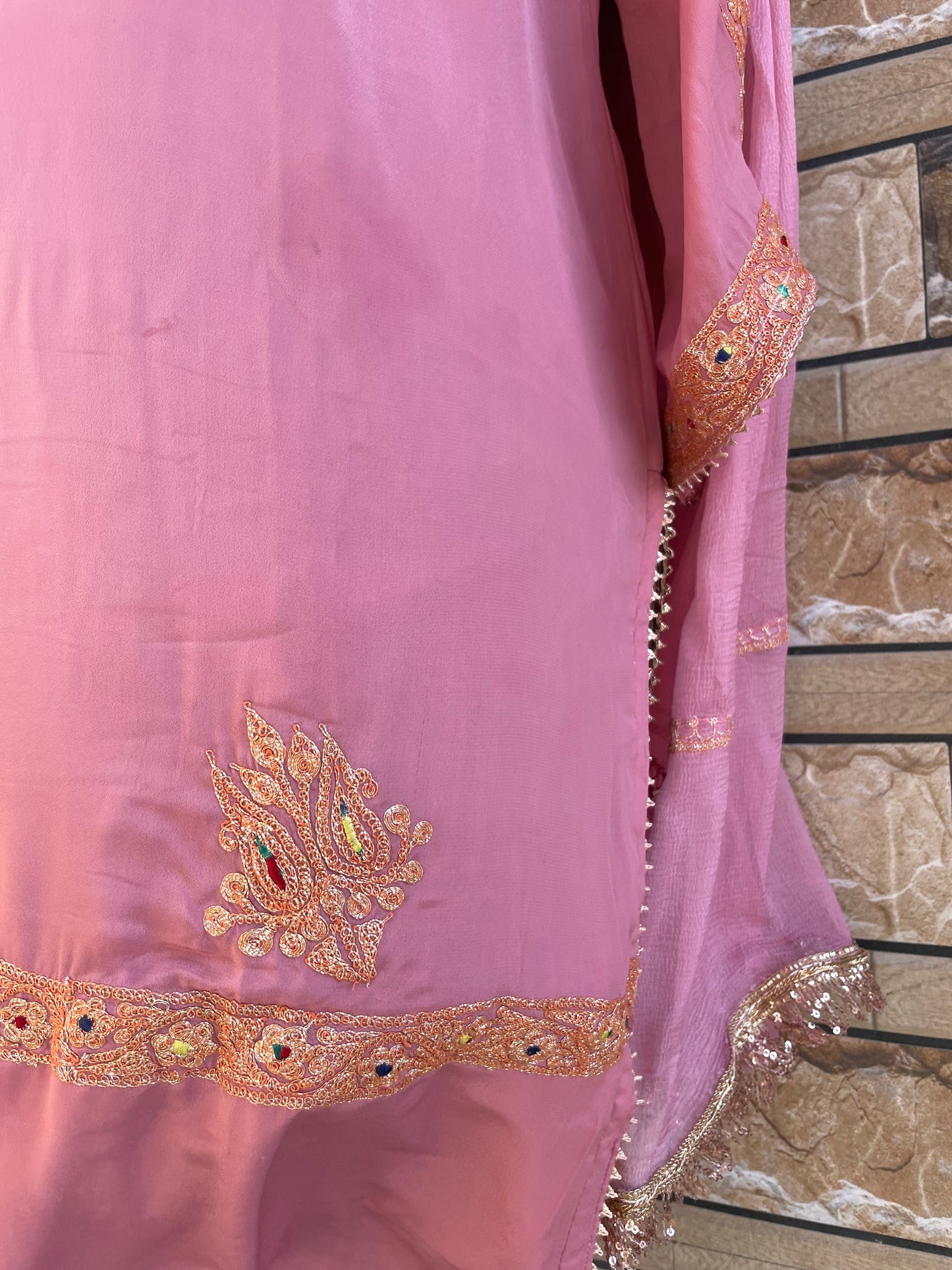 Kasheeda Crepe Suit | Pink