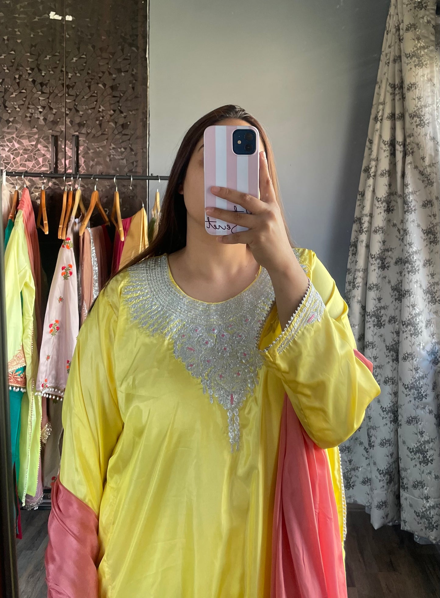 Tilla Embroidered Suit | Yellow