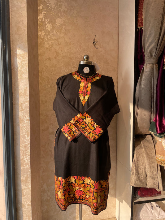 Aari Embroidered Pheran | Black