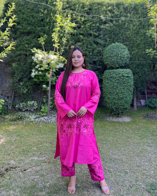 Coord | Pink | Pink Aari Embroidered