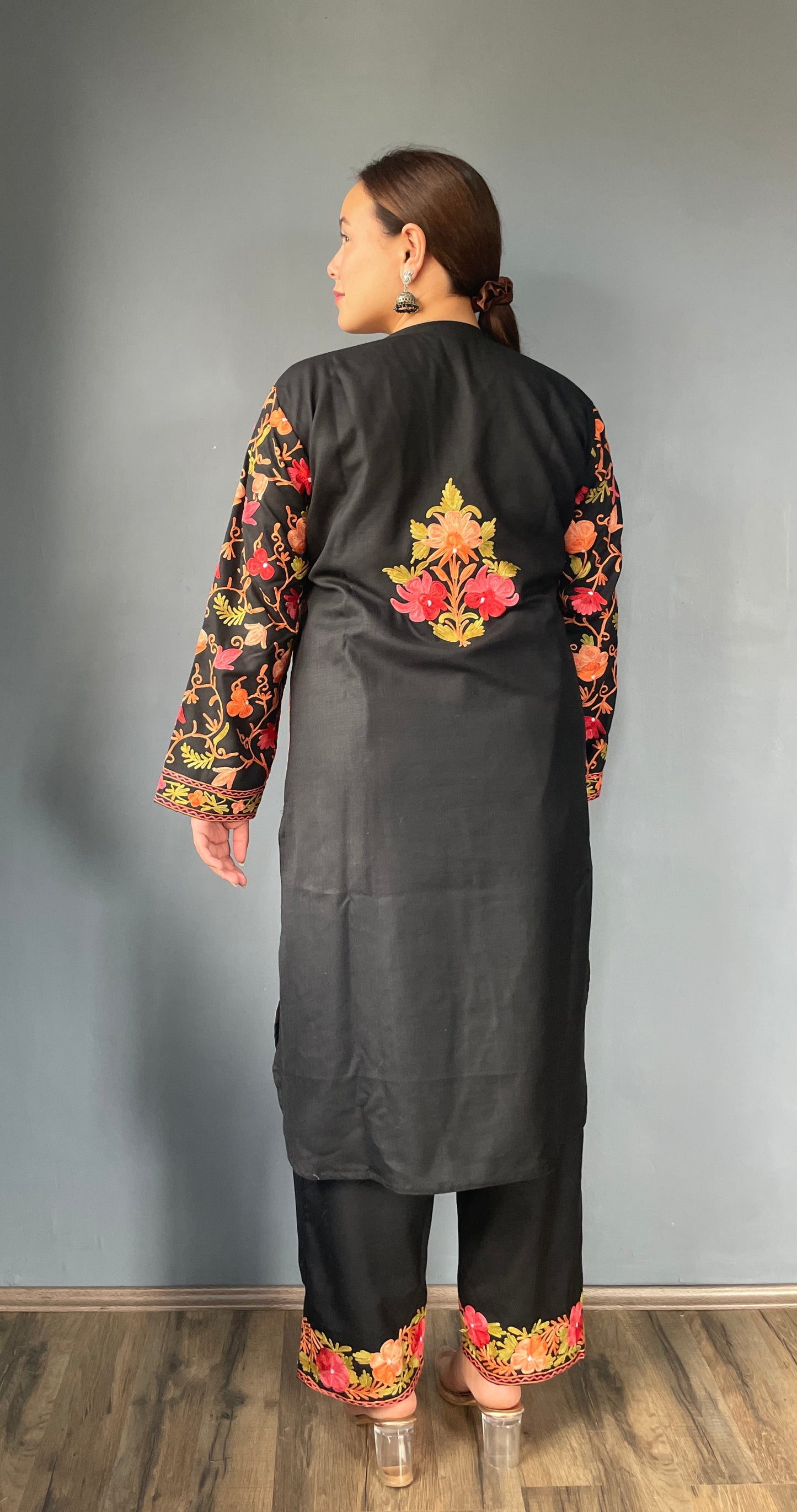 Bahaar Kurta Set | Black With Green Embroidery