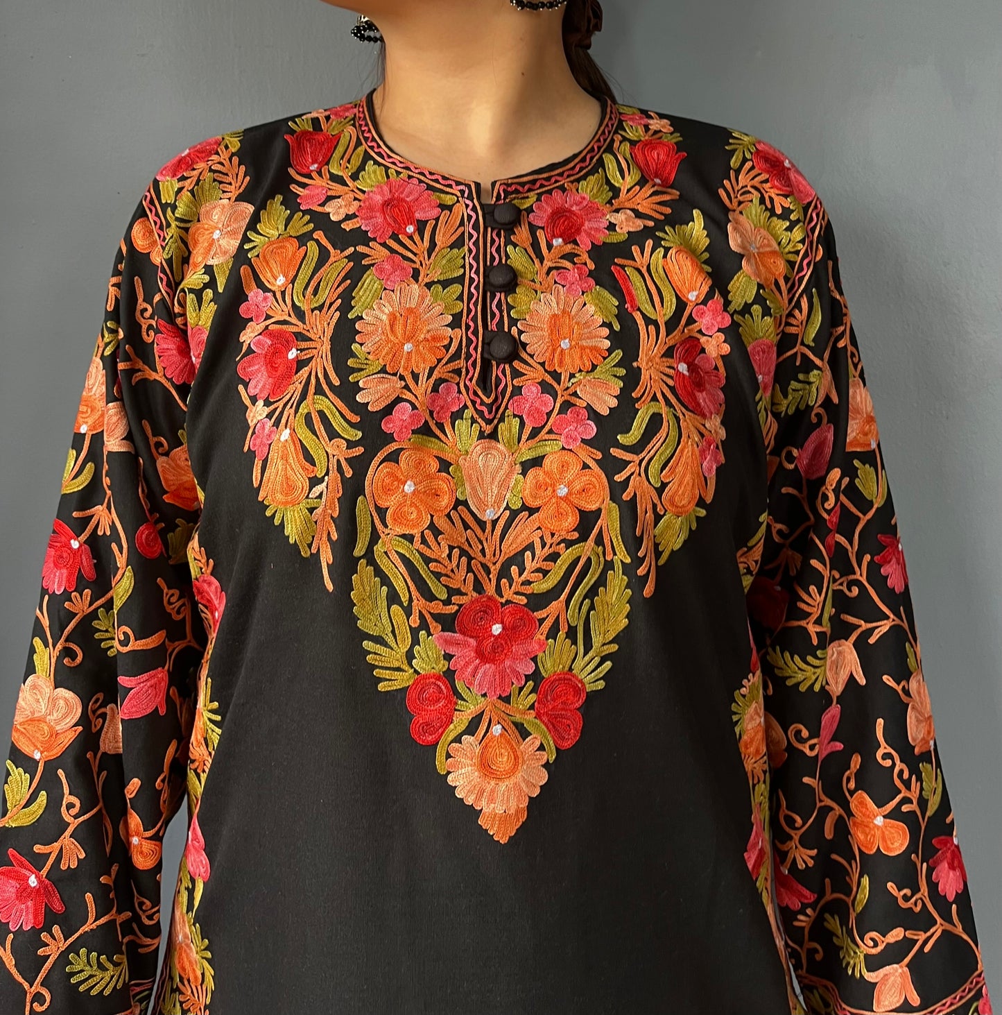 Bahaar Kurta Set | Black With Green Embroidery