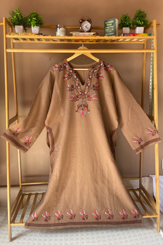 Sozni Embroidered Pheran | Chinar | Brown