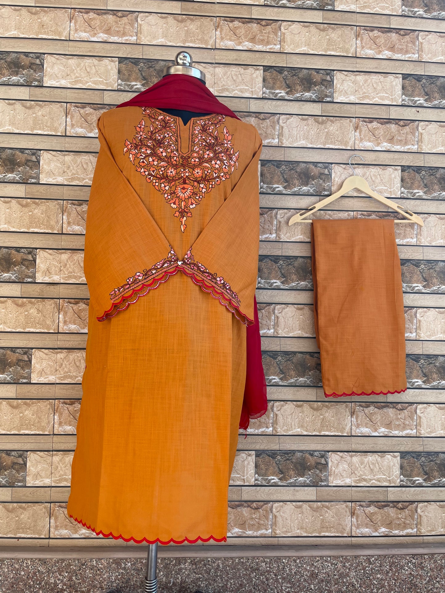 Sozni Suit | Mustard (Orange Embroidery)