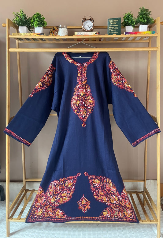 Sozni Embroidered Pheran | Neck & Border | Blue