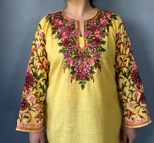 Sonzal Kurti | Daisy Yellow With Black Embroidery