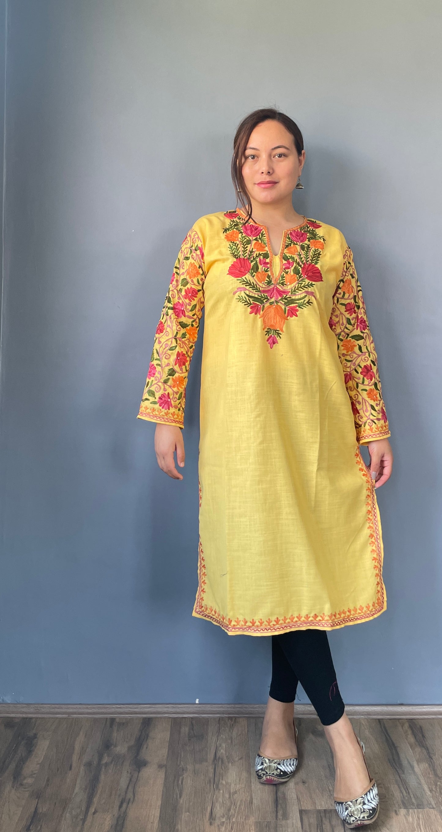 Sonzal Kurti | Daisy Yellow With Red Embroidery