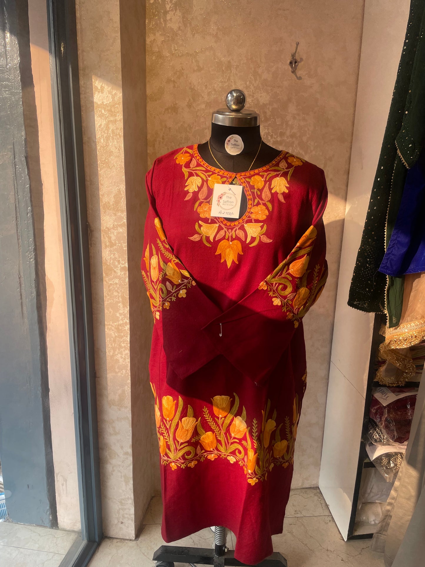 Aari Embroidered Pheran | Maroon