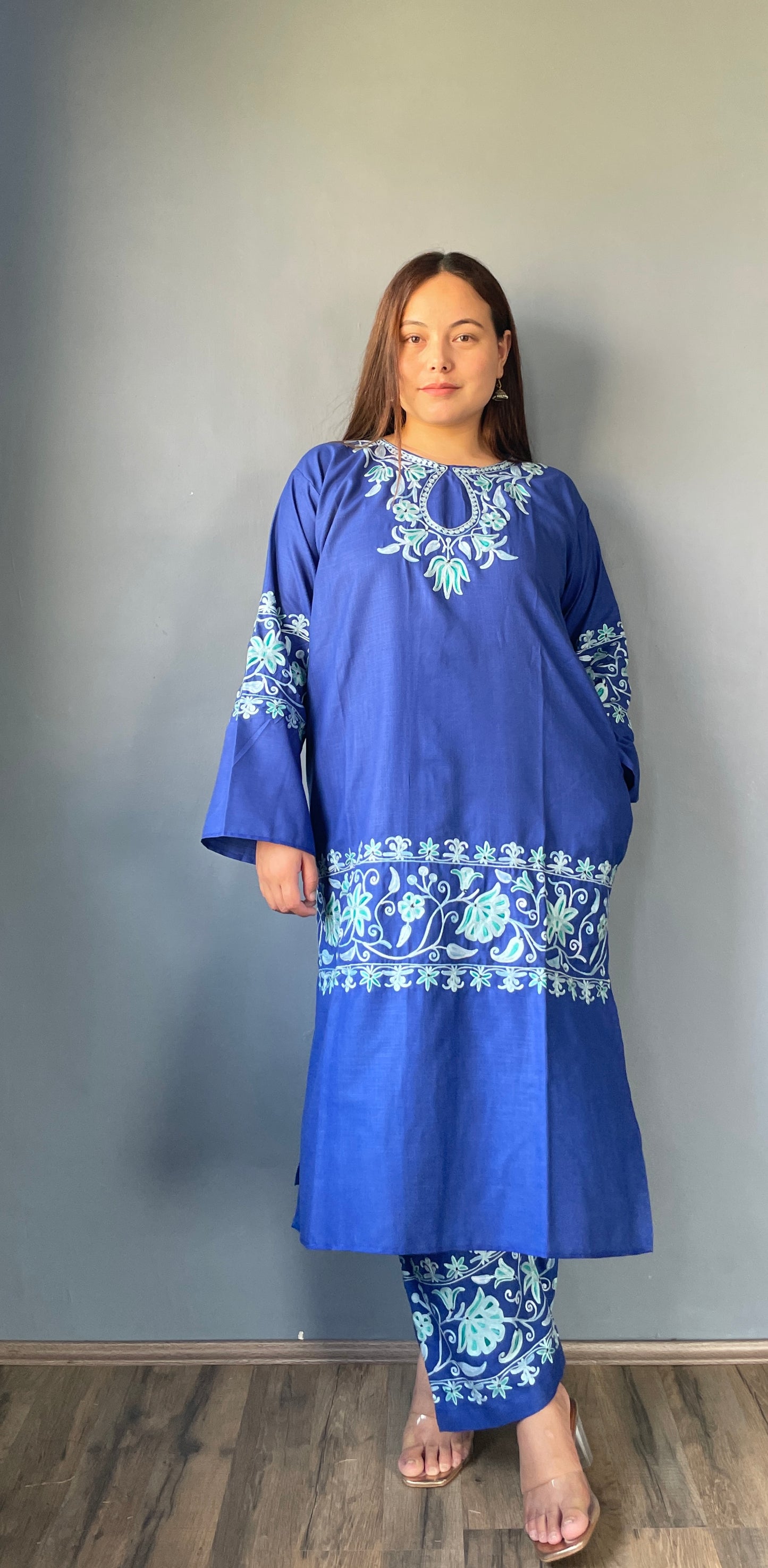 Coord | Blue | Blue And Green Aari Embroidered