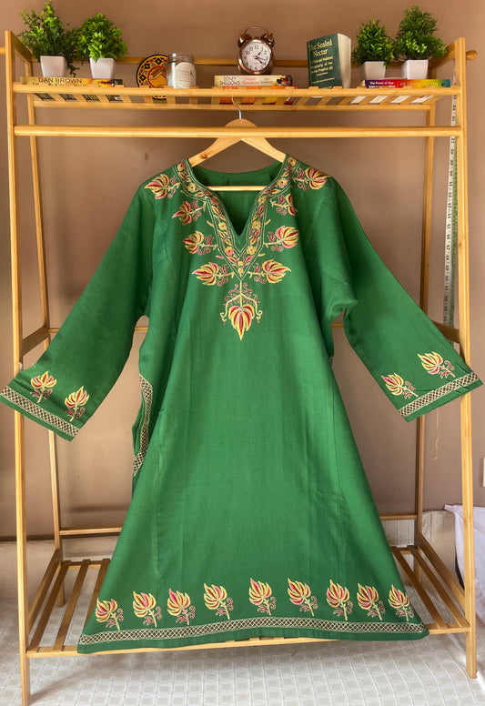 Sozni Embroidered Pheran | Chinar | Green