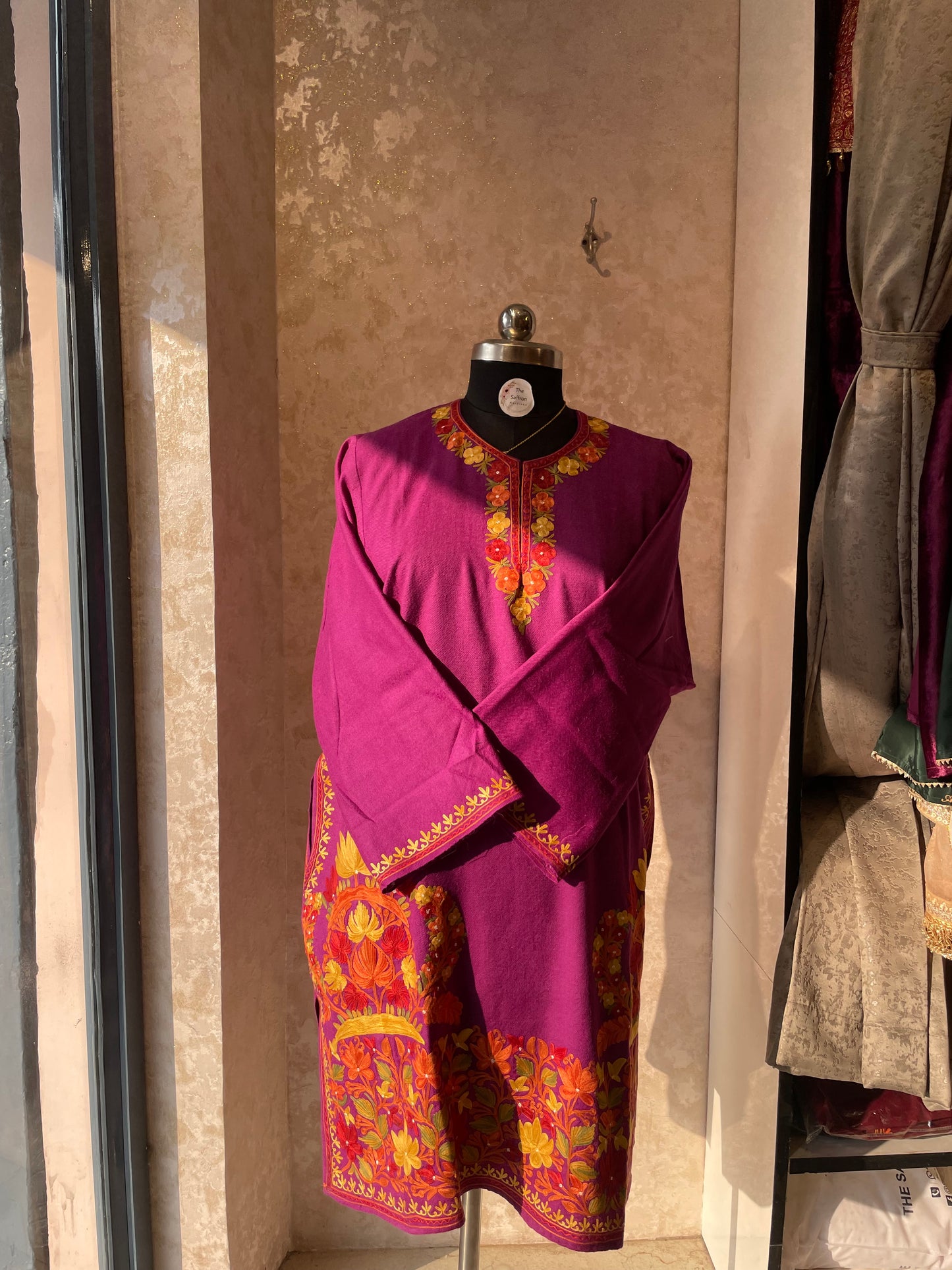 Aari Embroidered Pheran | Purple