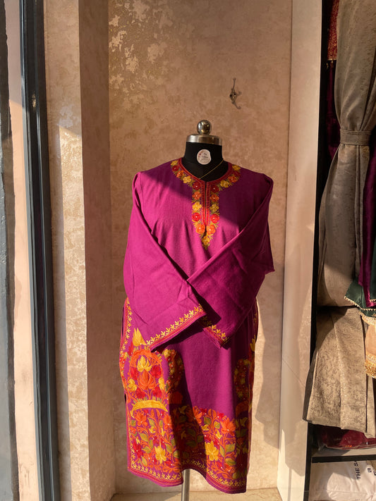 Aari Embroidered Pheran | Purple