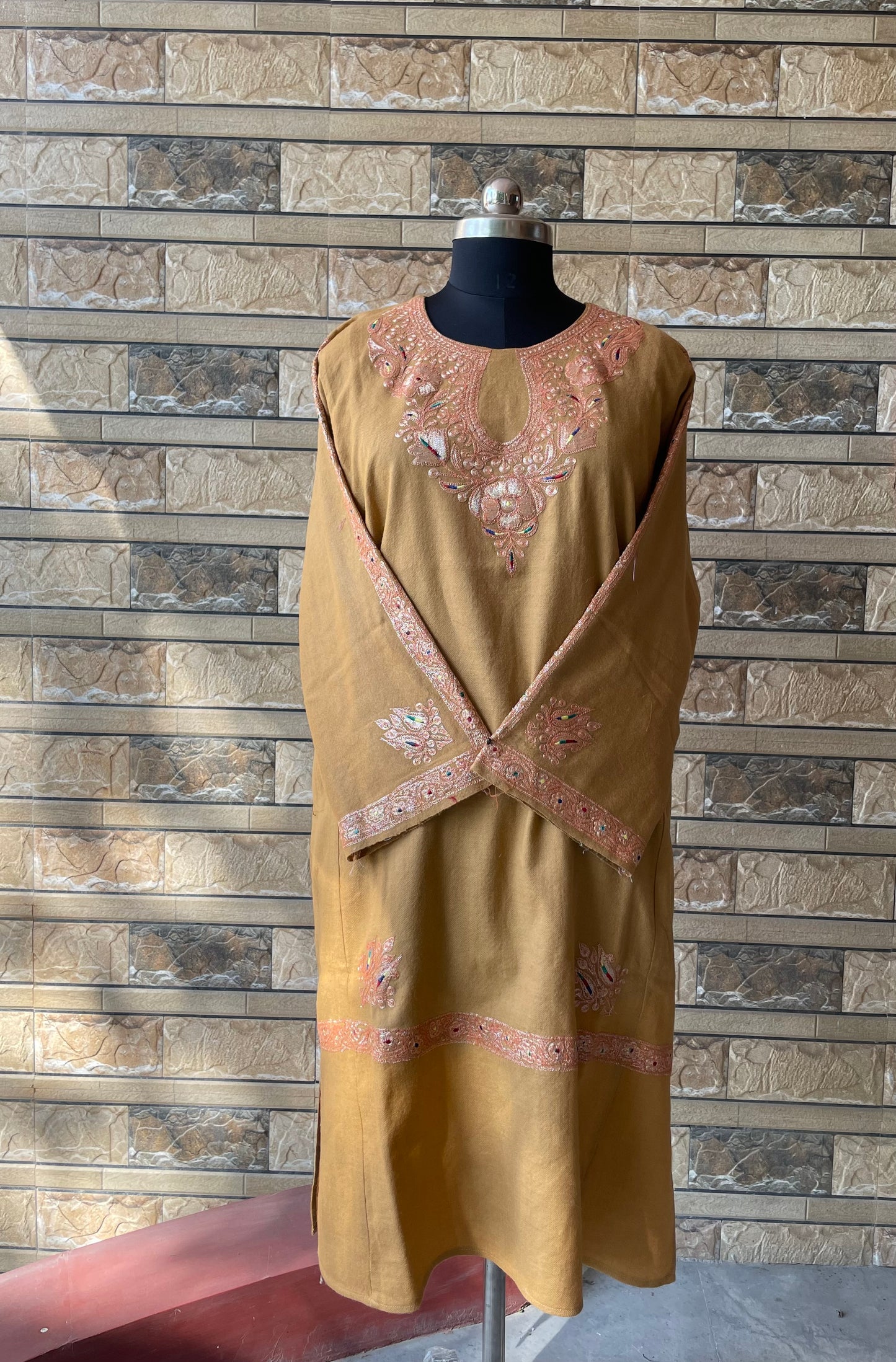 Tilla Embroidered Pheran | Mustard