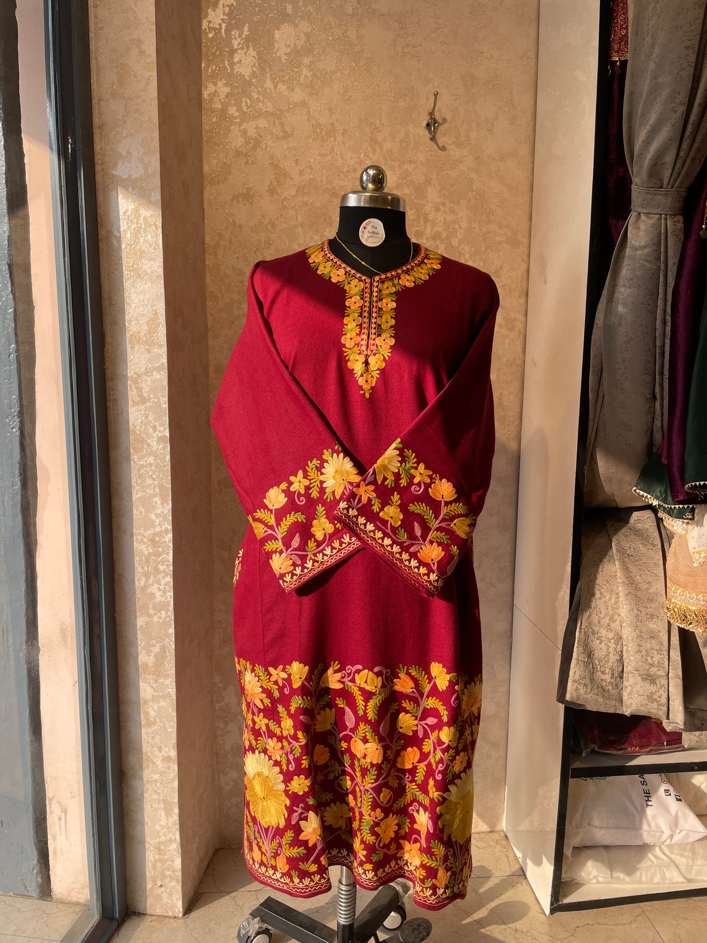 Aari Embroidered Pheran | Maroon