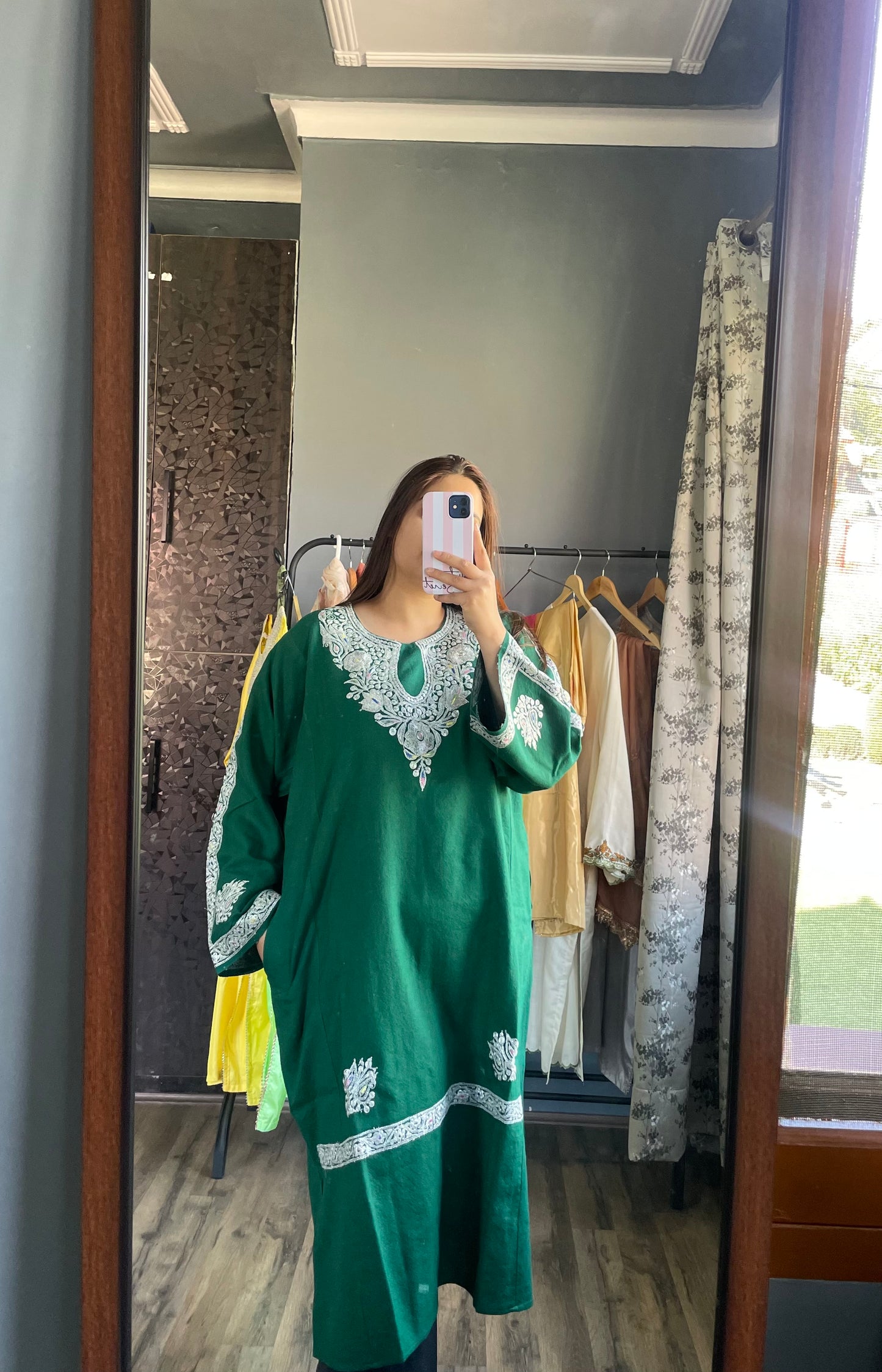 Tilla Embroidered Pheran | Green