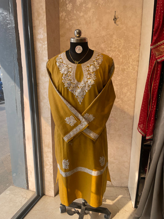 Tilla Embroidered Pheran | Mustard