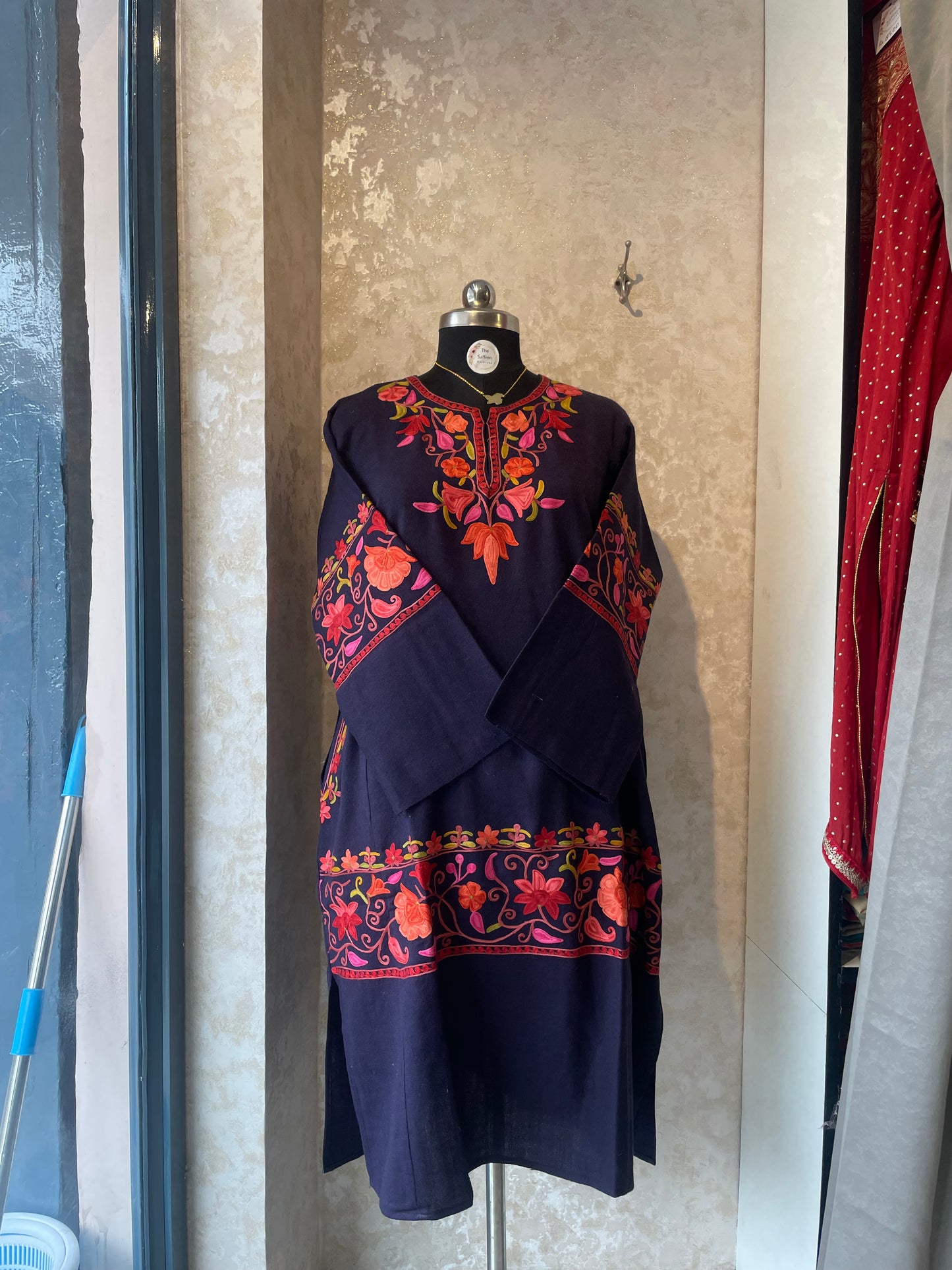 Aari Embroidered Pheran | Navy Blue