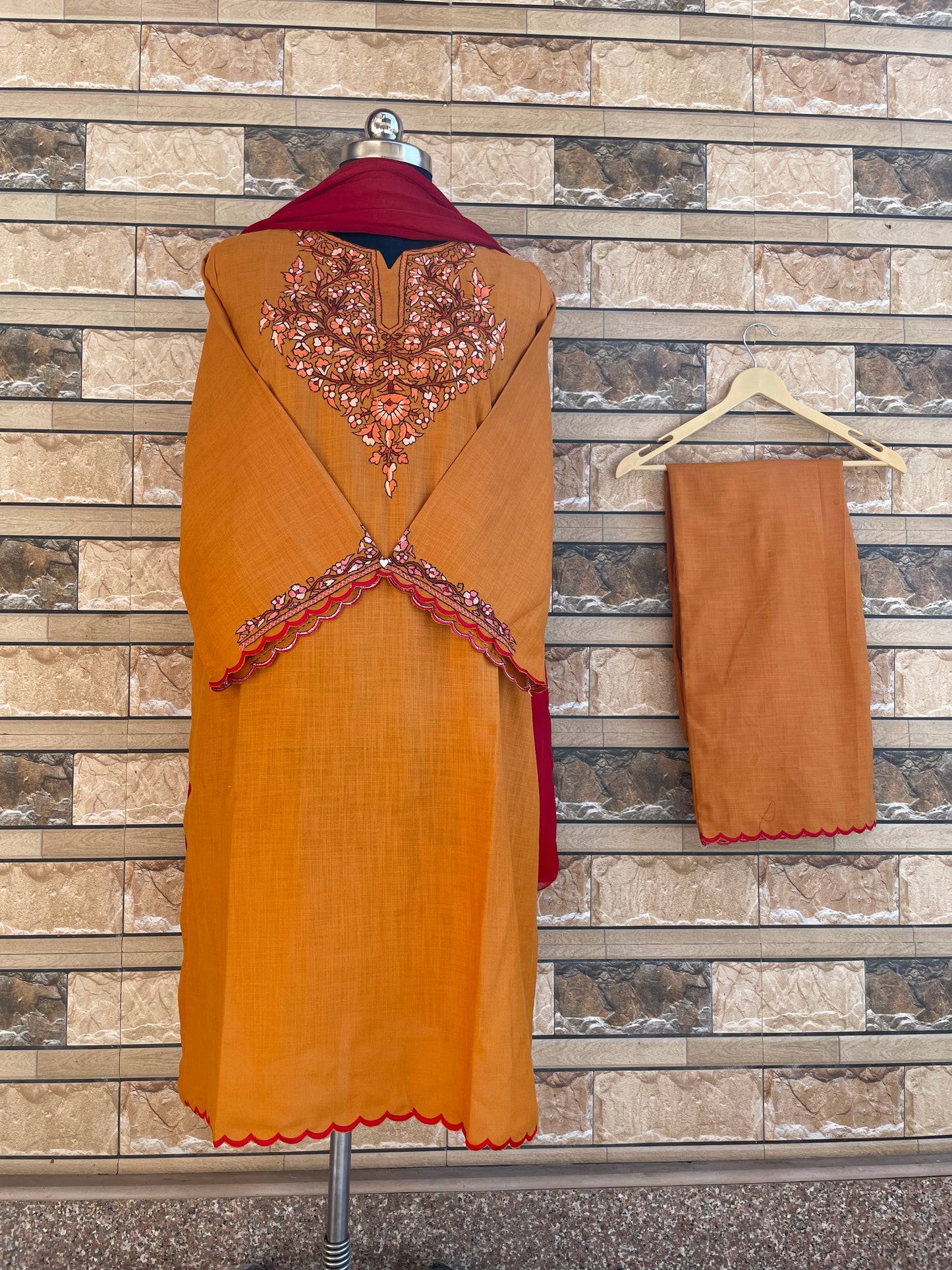 Sozni Suit | Mustard (Orange Embroidery)