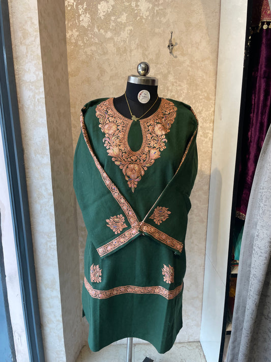 Tilla Embroidered Pheran | Green