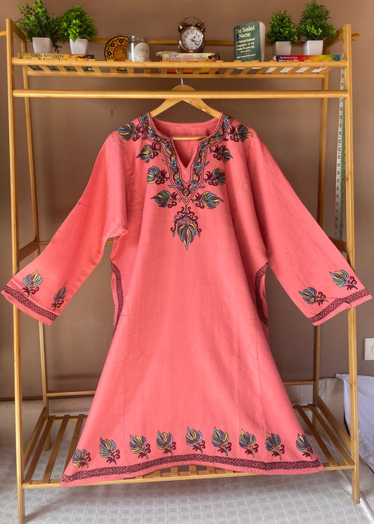 Sozni Embroidered Pheran | Chinar | Pink