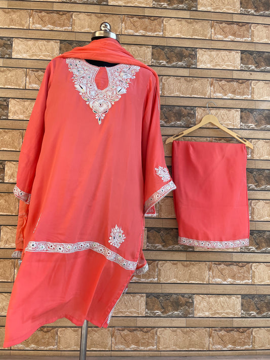 Kasheeda Crepe Suit | Peach