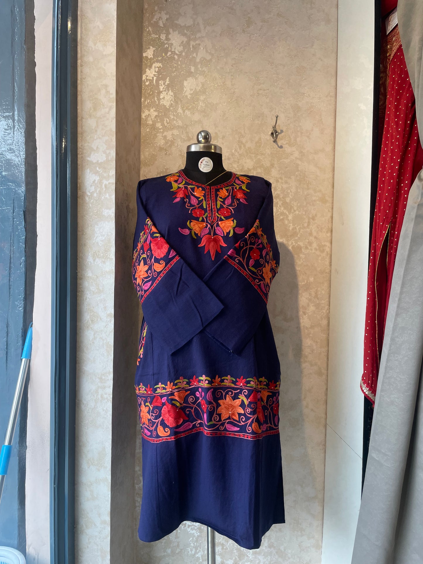 Aari Embroidered Pheran | Navy Blue